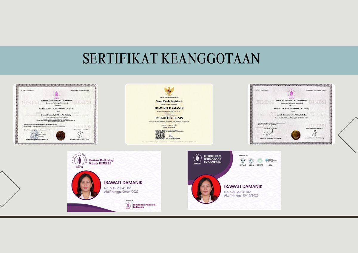 Sertifikat & Keanggotaan Irawati Damanik